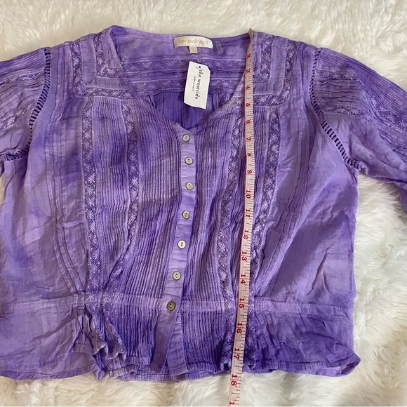 LoveShackFancy Cropped Purple Long Sleeve Shirt Size Small - Picture 13 of 14